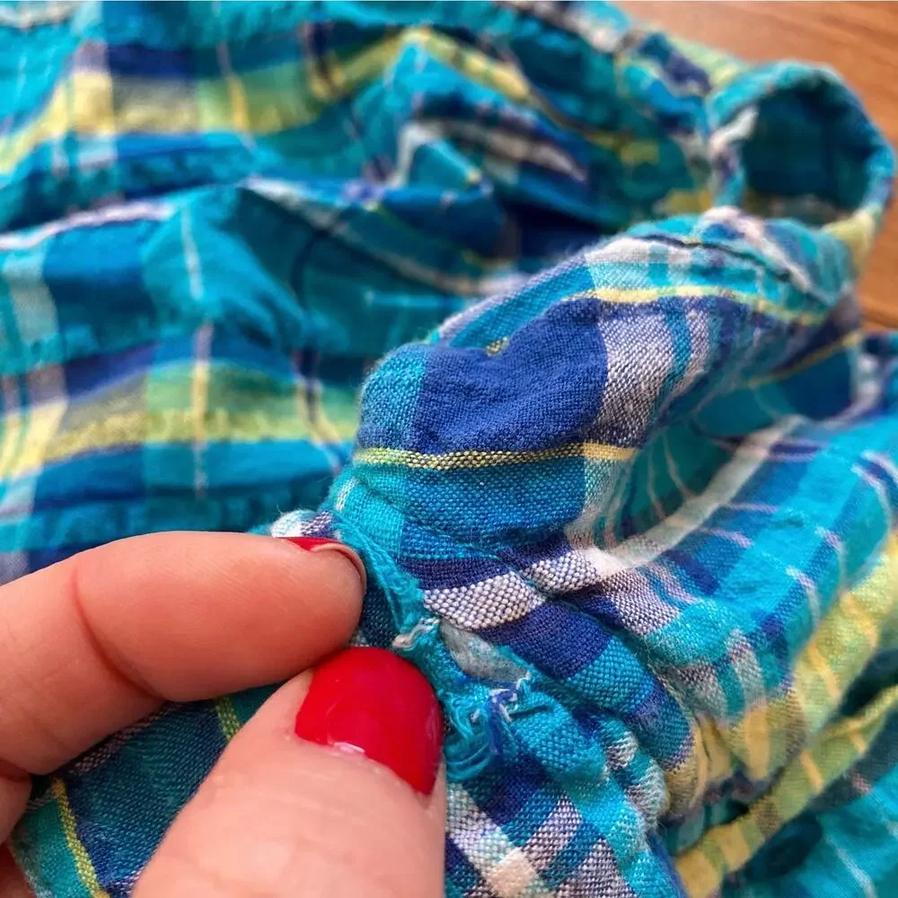 Small Steps Blue & Yellow Plaid Toddler Dress, Size 24M